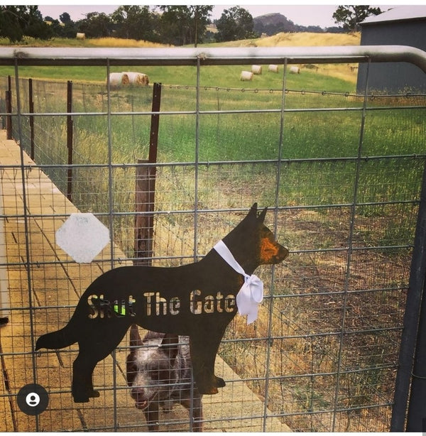 Blue Heeler Shut the Gate Dog Sign