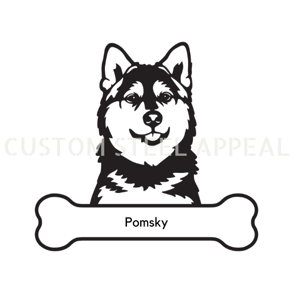 Pomsky Dog Portrait Signs