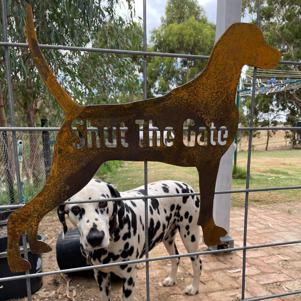 Weimarener Shut the Gate Dog Sign