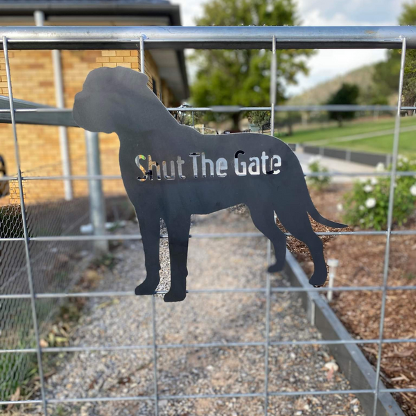 Bullmastiff Shut the Gate Dog Sign