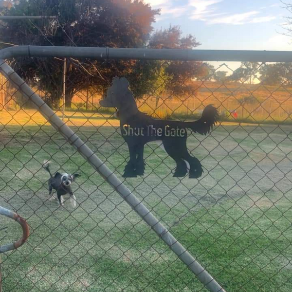 Chinese Crested Dog Shut the Gate Sign