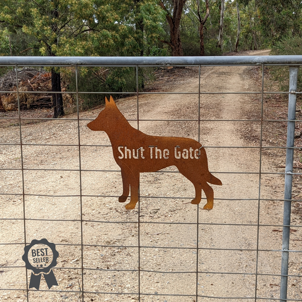 Kelpie Shut the Gate Sign