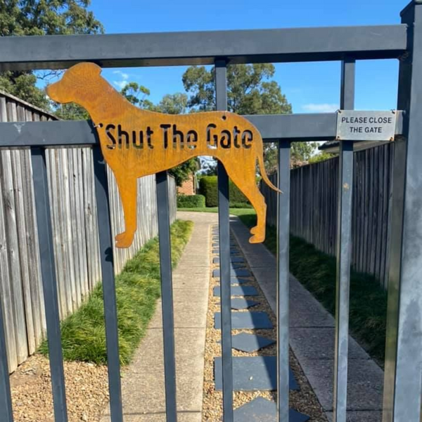 Rhodesian Ridgeback Shut the Gate Dog Sign